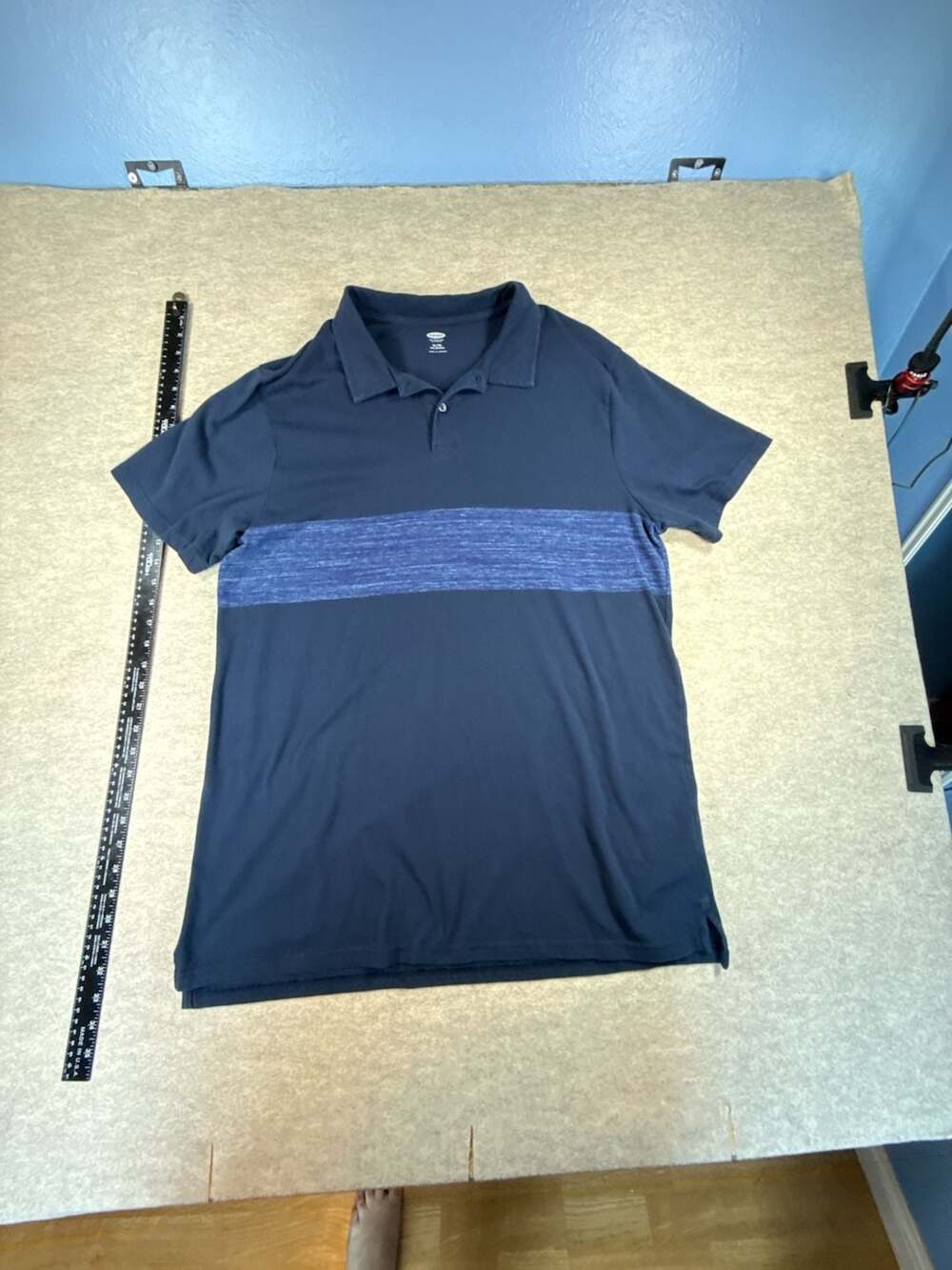 Old Navy Mens XL Tall Polo Shirt Navy Blue Chest Stripe Jersey Knit Casual